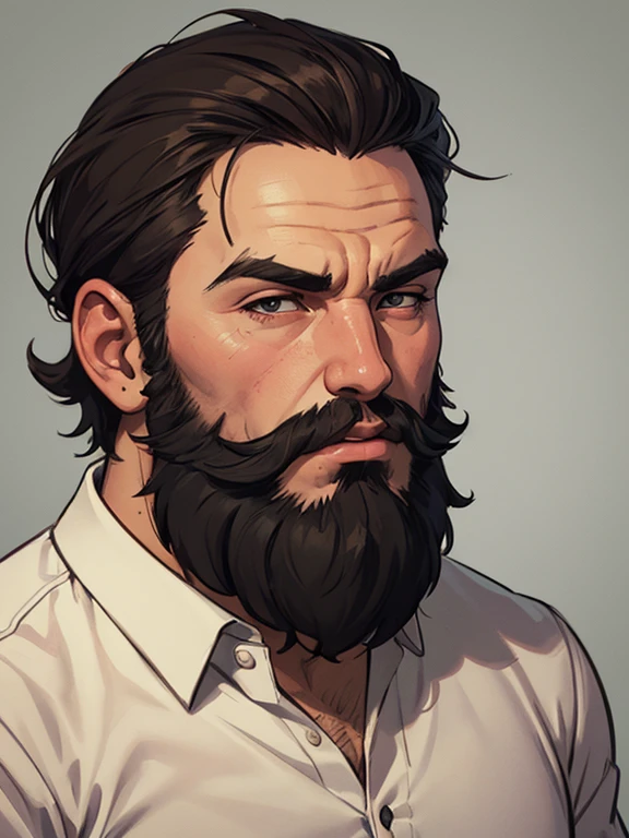 there is a man with a beard and a shirt without a beard, grosso, O cara, arte digital. @GTA style cartoon style digital illustration, solo portrait 🎨🖌️, Corpo do pai, fotorrealista de arte, commission, commission for high res, arte masculina, estilo de arte realista, detailed Admirador de arte, admirador de arte requintada altamente detalhada, Admirador de arte, musculoso, de arteGTA style cartoon style digital illustration