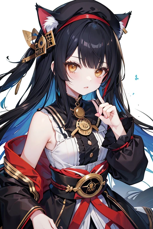 Otogi Frontier、I、Black Hair、Cat ear、Long Hair、beret、Cat's Tail、green、skirt、