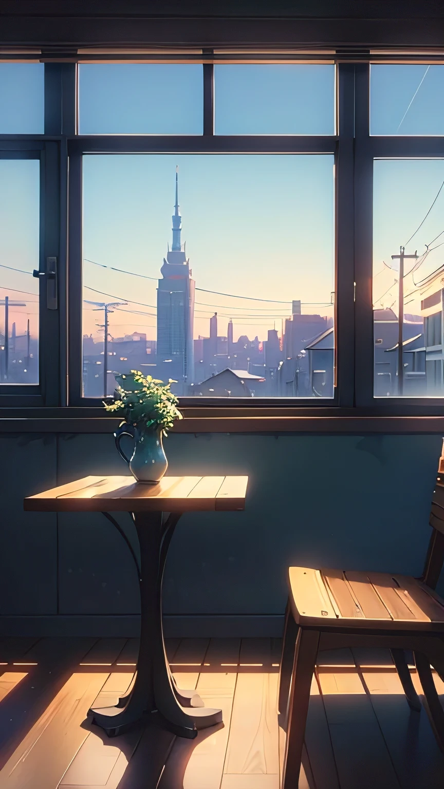 there is a cup of coffee on a table by a window, snowy. by makoto shinkai, ( ( makoto shinkai ) ), lofi artstyle, style of makoto shinkai, by makoto shinkai, by Makoto Shinkai, beautiful anime scene, inspired by Kawase Hasui, lofi art, in style of makoto shinkai