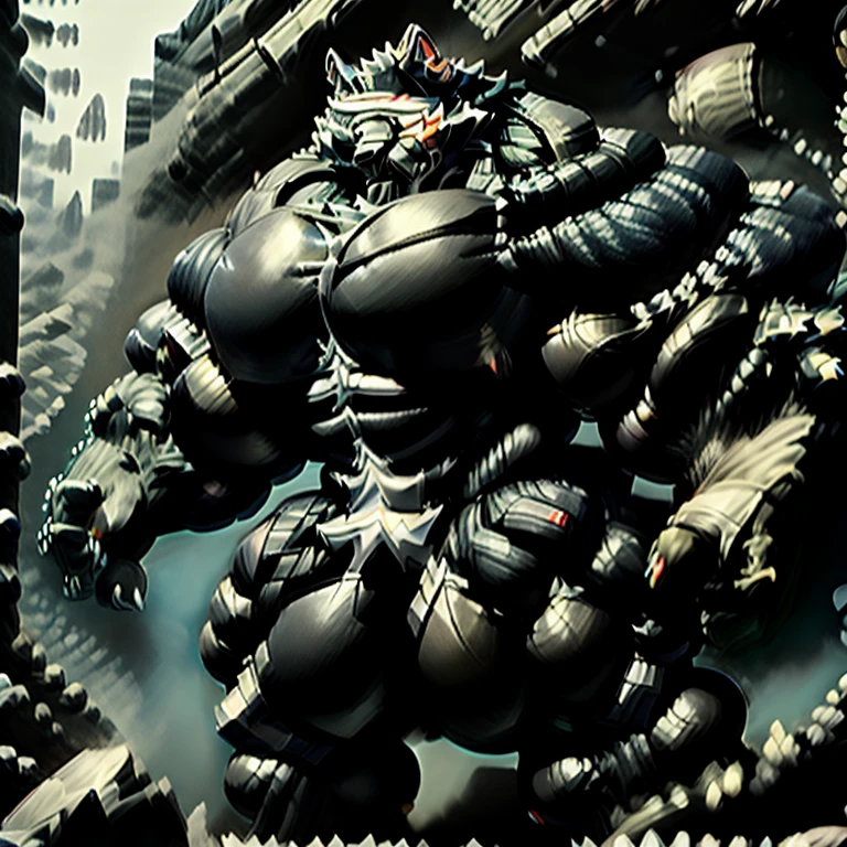 (masterpiece, best quality, detailed:1.2) detailed full body, 8K, freddy, wolf muscular werewolf, muscular! Commission for High Res, unusually developed muscular body, body full of huge muscles. pectorales enormes. Exaggeratedly huge muscles. Gigachad Muscular, 8K, Masterpiece, highres, future fiction. black visor, Detailed head, Detailed Body,full body, Detailed abs, wearing crNanosuit, strong and imposing, Exaggeratedly huge muscles. The claws are sharp, Sharp teeth, 8K, Masterpiece, highres, future fiction. black visor, Detailed head, Detailed Body, full body, Detailed abs, wearing crNanosuit,