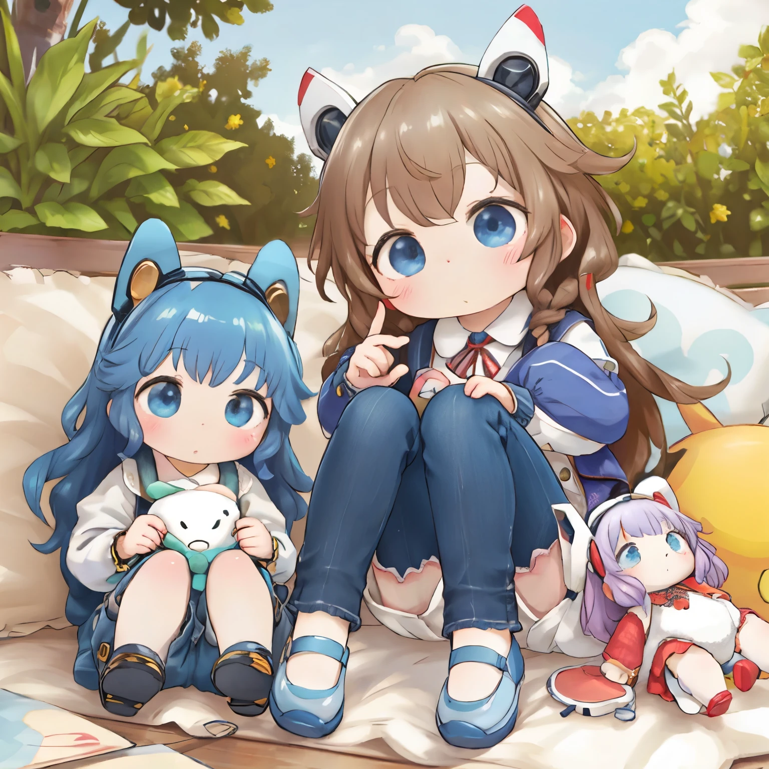Realistic、Photo of a collaboration between dolls and robots、Comical pose、Cute Shoes
