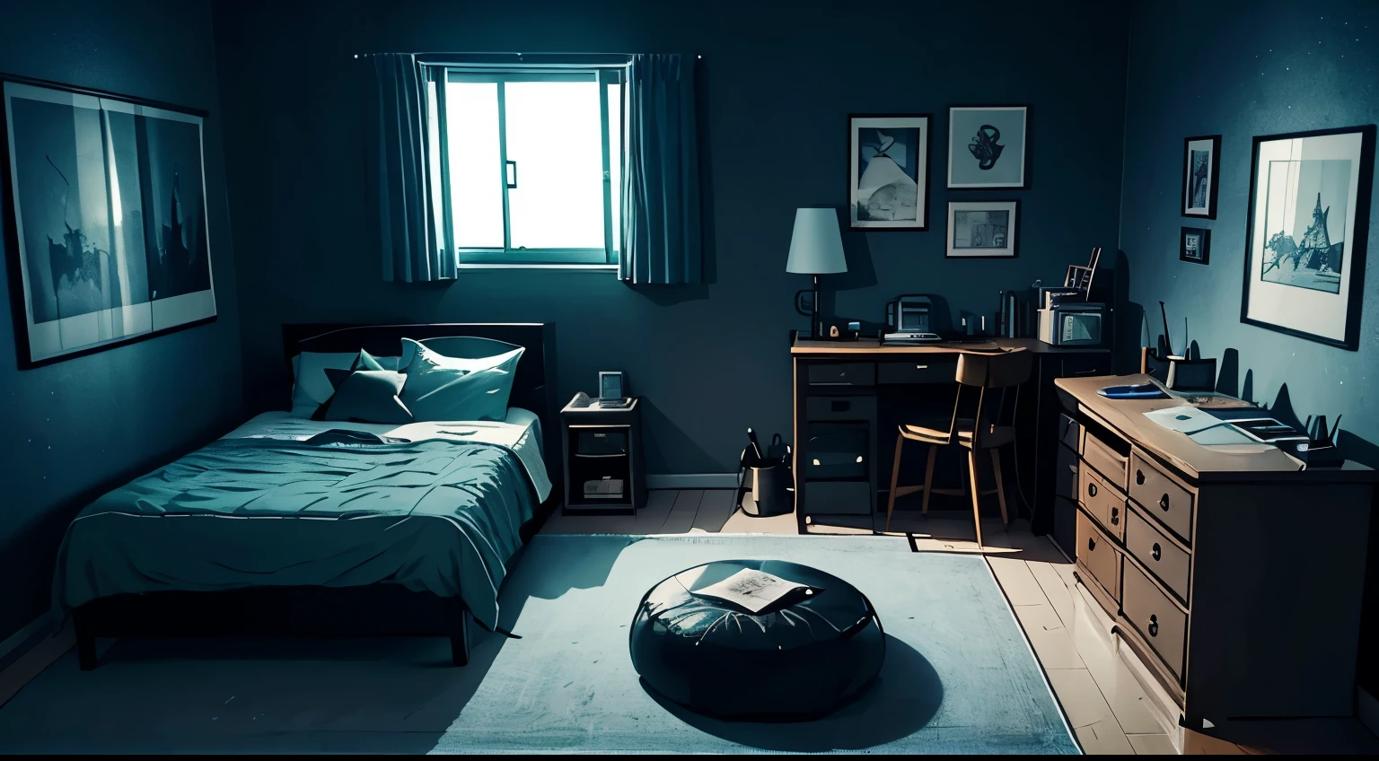Poorly lit rooms, Dark Room, Studio Ghibli Room, Rooms with little light, Dark Room, Realistic bedroom, A super realistic dinner nightmare, Draw a picture of the room, QPoorly lit rooms, Personal room background, Inside the room, Haunted Teenage Room, Photorealistic dark concept art, Night Window, The most modern room, Gaming computer on a table, Modern Quarter