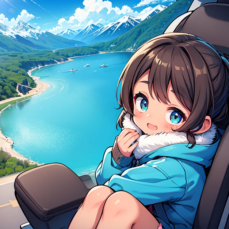 pretty girl,Perito Moreno Glacier、trekking、、Expression of joy、Brown Skin、masterpiece、Best image quality,Dynamic Angle