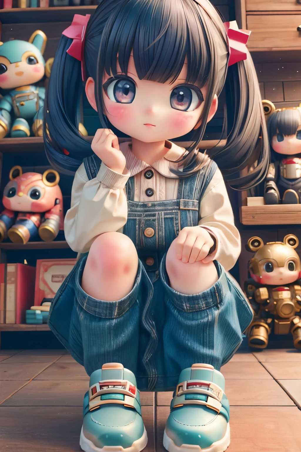 Realistic、Photo of a collaboration between dolls and robots、Comical pose、Cute Shoes