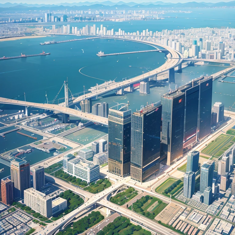 A big city like Osaka、Buildings、Terminal Station、Center Street、Population 3 million、landscape
