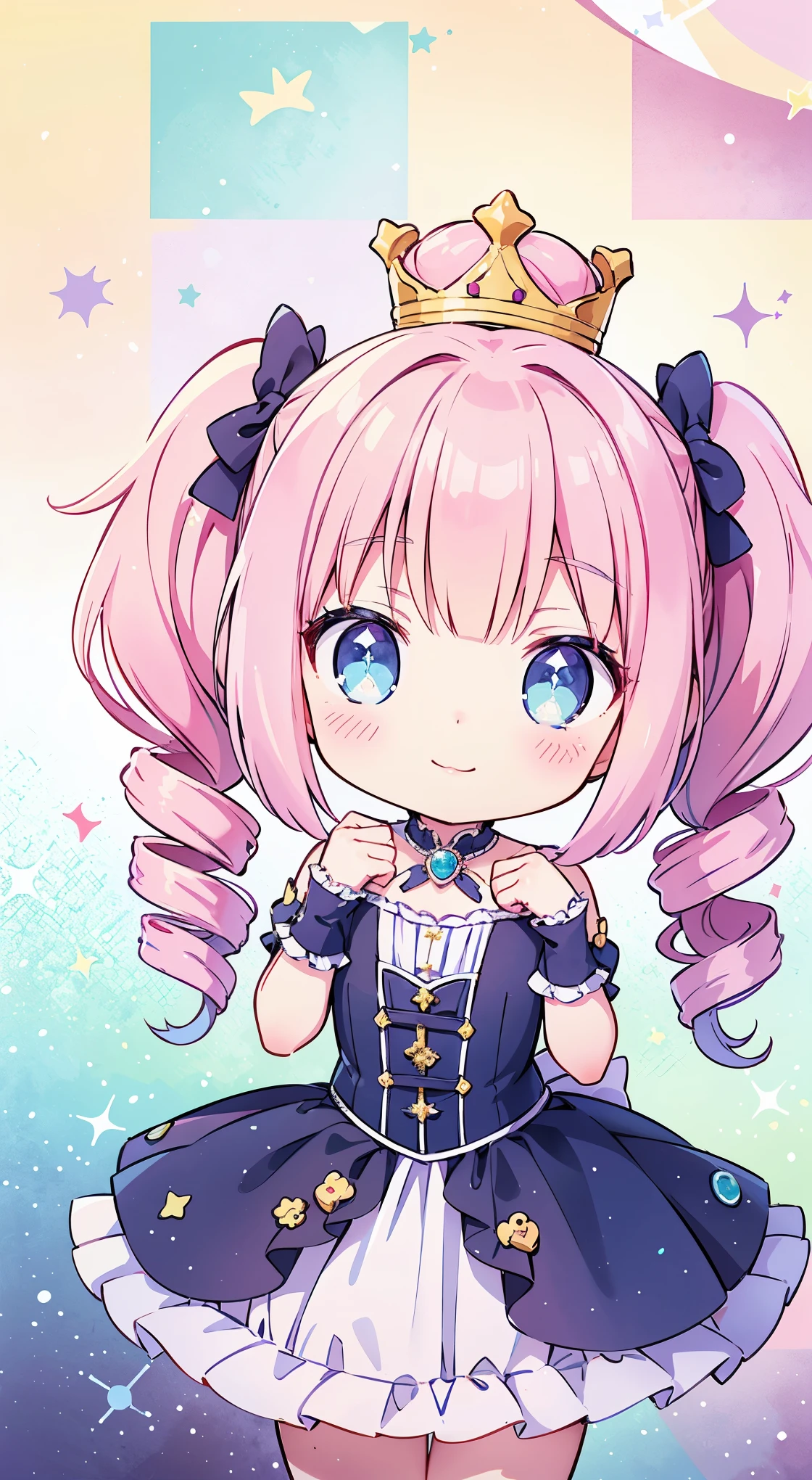 超スペシャルcute，cute，A sparkling smile，Shineピンクの髪_Twin Drill Tail，Chibi Character，Princess Fashion，pastel，ribbon，Frills，cuteポーズ，Shine，highest quality，Beautiful graphics，Super detailed，mysterious