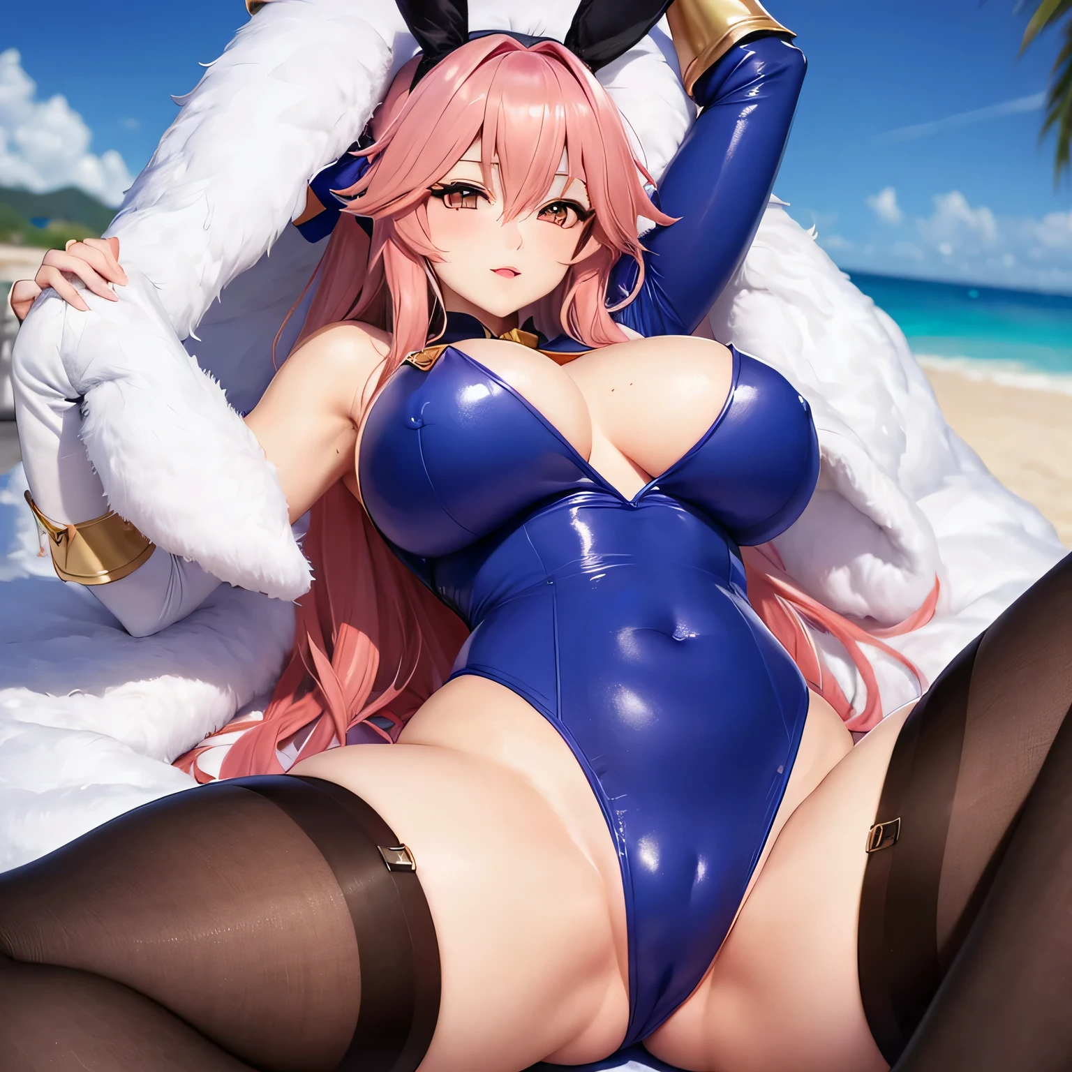 tamamo plump super breasts　Big waist　Bunny Suit　leotard