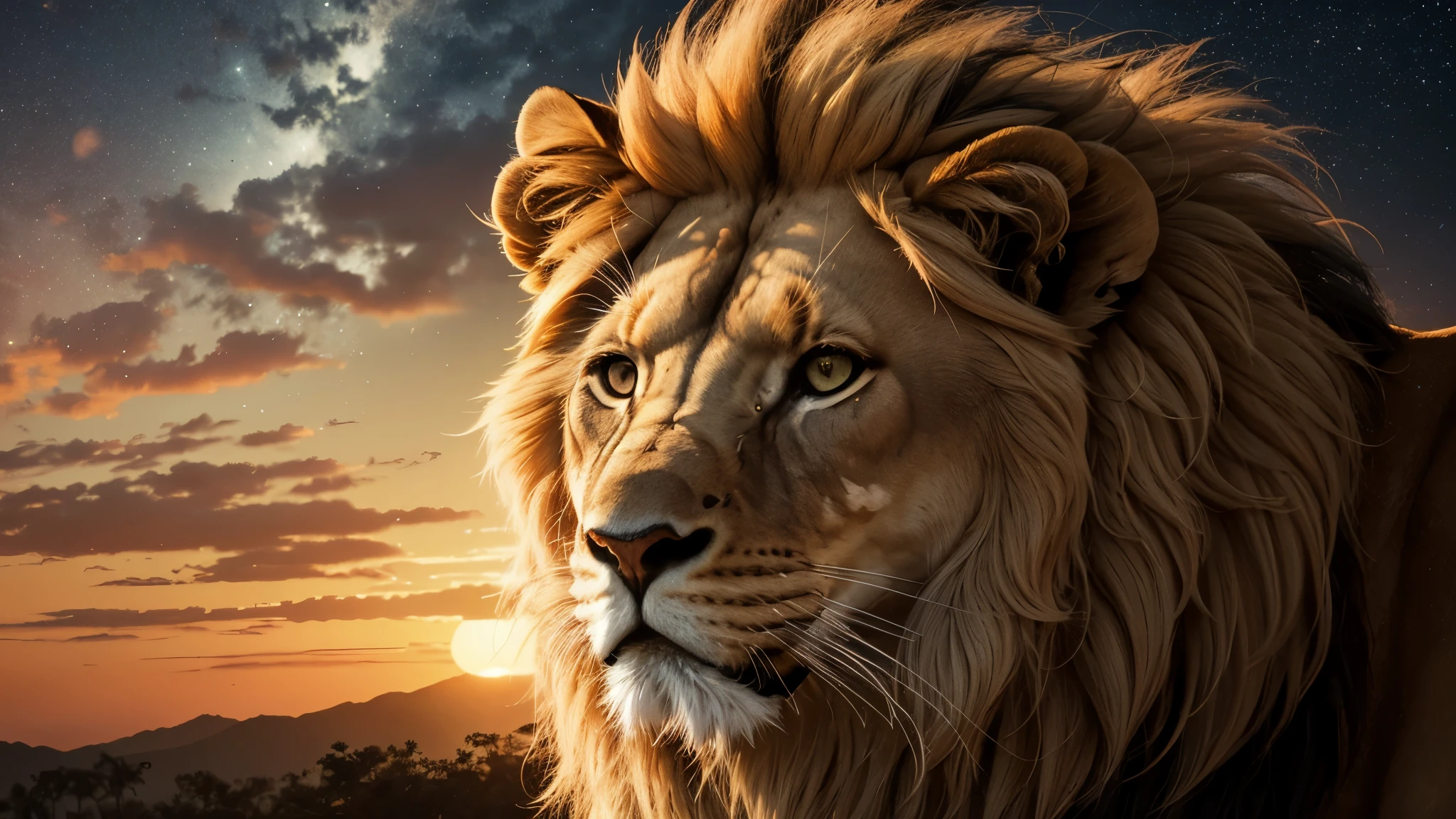 Lion, Divine Lion, naturais, Natureza, Natureza, Linda, renderizado, fotorrealista, UltraHD, 4k, texturasdetalhadas, thunders, sombras detalhadas, cores detalhadas, por do sol, sol se pondo, Sunset, Natureza Linda, Great Divine, por do sol, contraste detalhado, contraste realista, high resolution, cores detalhadas, fogo, eletricidade, divina criatura, 8k, Detailed Realistic, 16K, 8K, HD, contraste detalhado, contraste realista, high resolution, cores detalhadas, fogo, eletricidade, divina criatura, 8k, Detailed Realistic, Elegante,