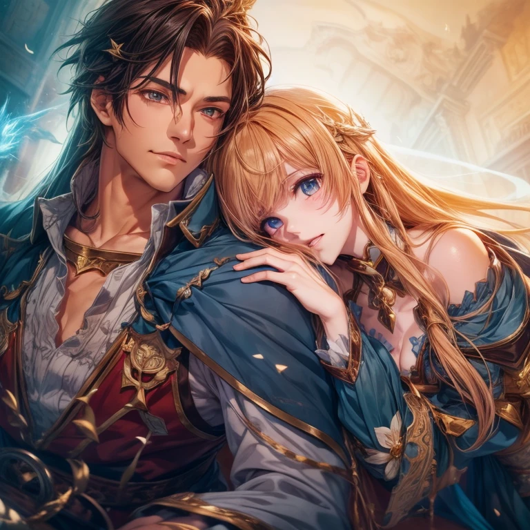 high quality high resolution ultra detailed dramatic fantasy photography, beautiful isekai love story, leaning on, excellent, waifu serious style