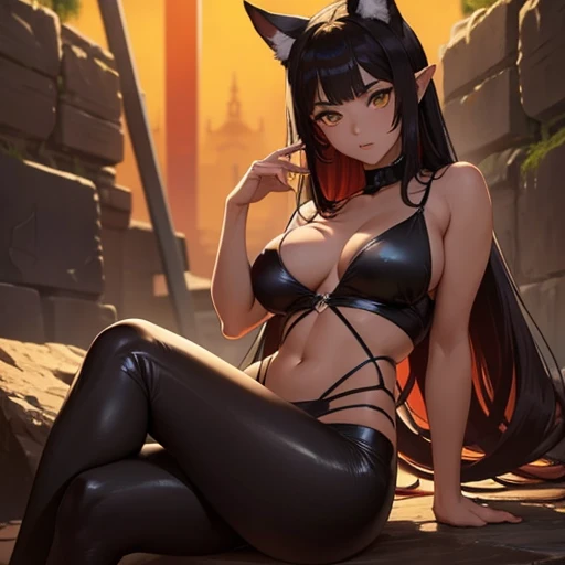 masterpiece, best quality, ultra detailed, illustration, (1girl), beautiful detailed eyes, looking at the viewer, close-up, large breasts, shy, cat ears, yiff, anthropomorphic animal, black tail, open legs, showing, focus)