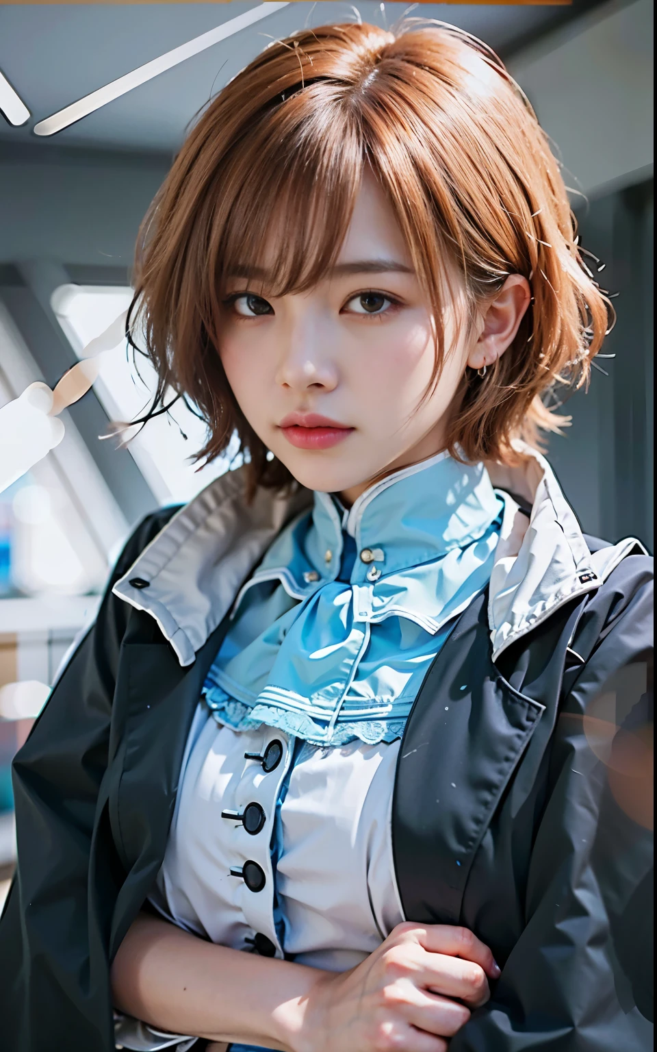 (masterpiece, highest quality:1.2), (8K Ultra HD, 16k, 32k, Ultra-high resolution), (Realistic:1.37), (RAW Photos), Ultimately realistic, Ultimately realistic details, Ultimately realistic texture, Ultimate in exquisite detail, Ultimately realistic lighting, Ultimately realistic shadow, Japanese Girls, Extremely cute face, Ultimate RAW Skin, Ultimately realistic eyes, (mechanical:1.4), (armor), whole body, Wide Shot
