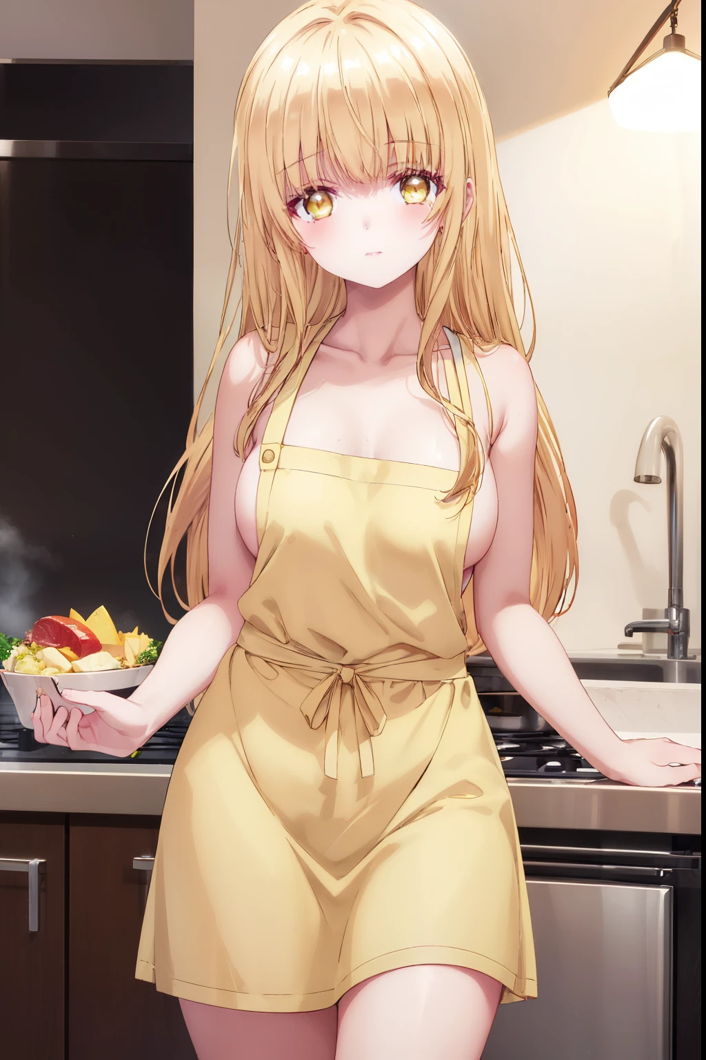 Mahiru shiina, , blonde, (Yellow Eyes:1.3)、Braided long hair,,blush,smile,night、Beautiful scenery, attractive thighs、Beautiful bare legs, Naked Apron、Wearing an apron naked、Cooking food in the kitchen、Bare chest、Nipples are visible
(masterpiece:1.2), highest quality, High resolution, unity 8k wallpaper, (shape:0.8), (Beautiful and beautiful eyes:1.6), Highly detailed face, Perfect lighting, Extremely detailed CG, (Perfect hands, Perfect Anatomy),