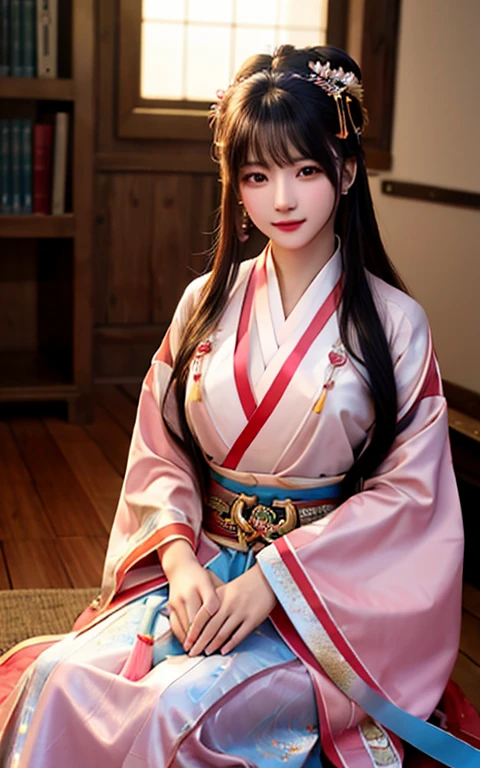 best quality,masterpiece,high resolution,1 Girl,blush,(Holy smile:0.8),Star-shaped pupil,red china Hanfu,Hanfu,Chinese clothes,Long skirt,Hair accessories,necklace,jewelry,Pretty Face,Above_Body,Tyndall effect,Reality,Sunshine Studio,Edge lighting,Two-tone lighting,(Highly detailed skin:1.2),8K Ultra HD,DSLR camera,soft light,high quality,Volumetric Lighting,frank,photo,high resolution,4K,8k,Bokeh,