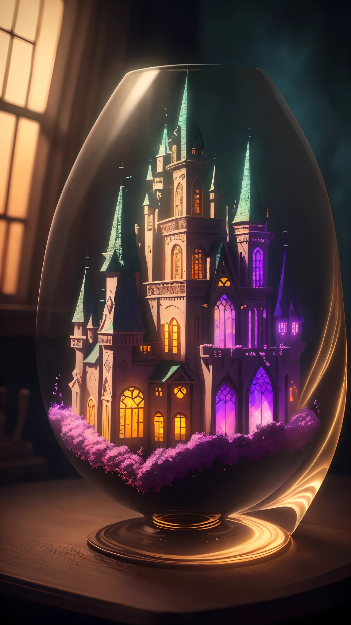 (high quality, 8k, 4K, High Contrast, masterpiece:1.2, 最high quality, Best aesthetics), Glass Castle, Crystal Castle, Very delicate and beautiful, Fantasy, Glittering glass, Transparent, Transparency, Ethereal glow, Bright colors, Dreamy atmosphere, Fantasy setting, Surreal elements, fairy tale atmosphere.