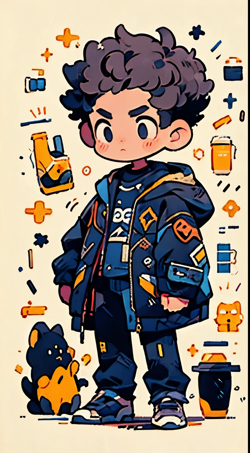 a boy、Dark-haired、Handsome、Parka、short hair、black eyes、masterpiece、Top quality、Top image quality