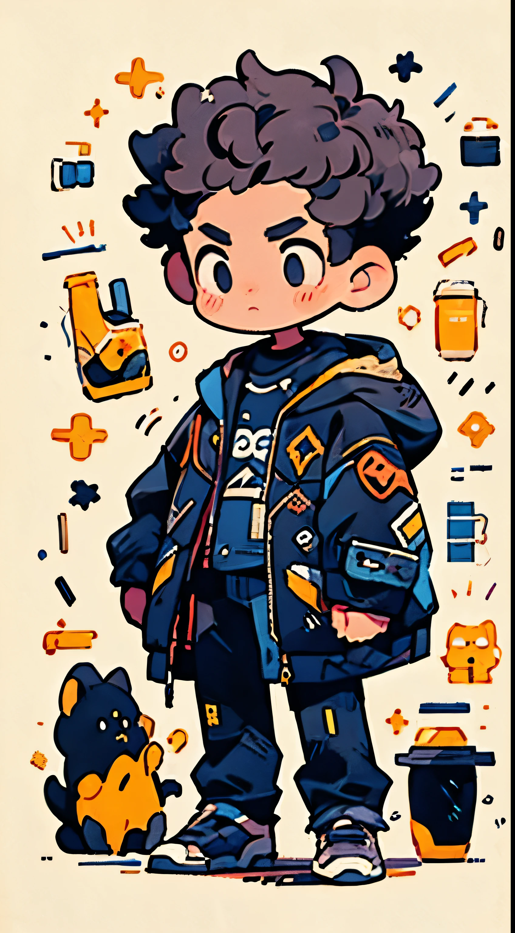 a boy、Dark-haired、Handsome、Parka、short hair、black eyes、masterpiece、Top quality、Top image quality