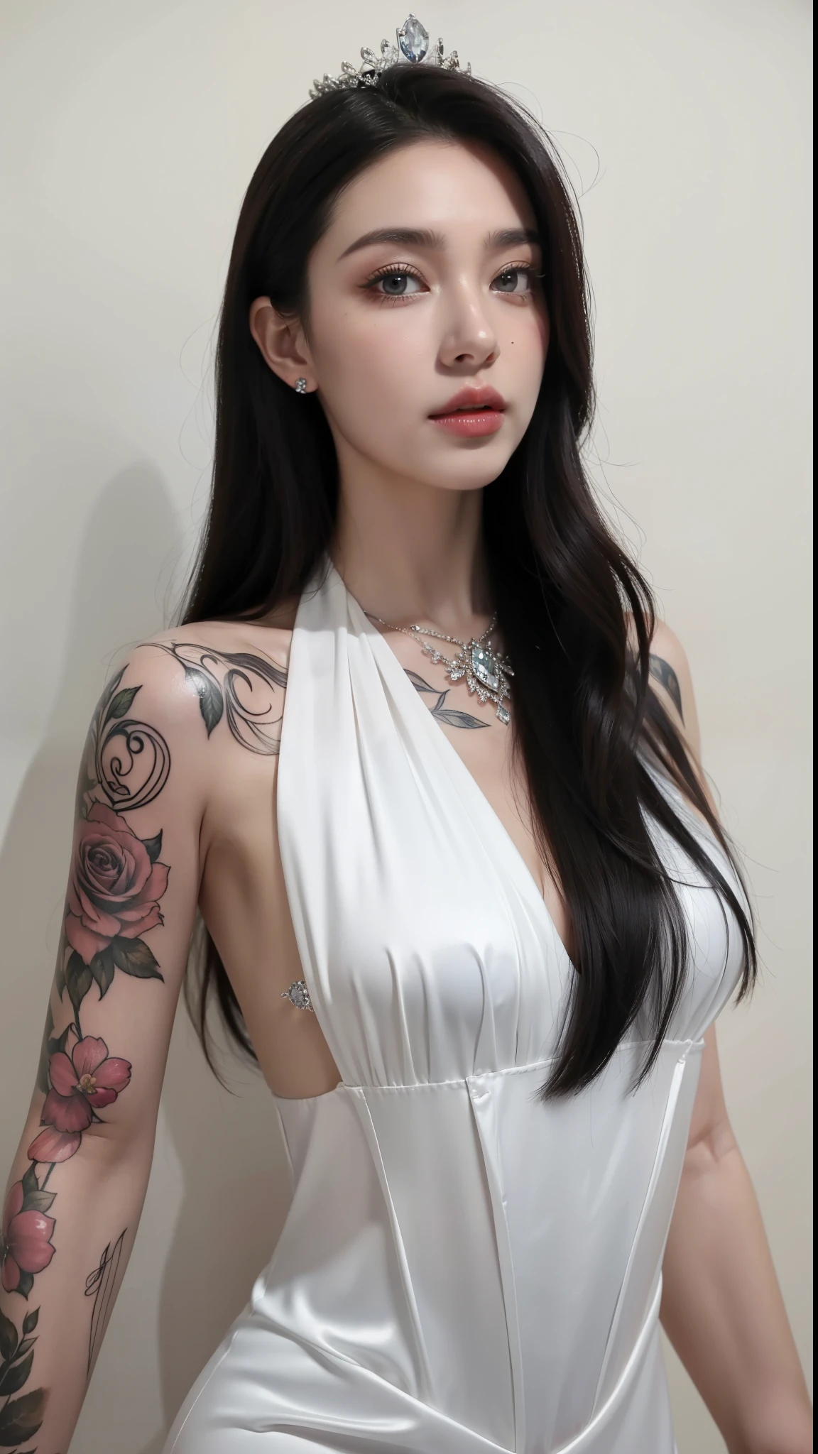 Royal princess,Exquisite eyes,Frozen queen,Put the crown on your head,Detailed facial expressions body,Tall and big,Glamorous characters,Leg length,4K,HD,Sensual,White translucent lace,白皙The whole picture,Little cherry mouth,Beautiful and cute,The whole picture,Glossy Gel Coat,Wear a gorgeous dress,Crystal gemstone diamond decoration,Tattoos