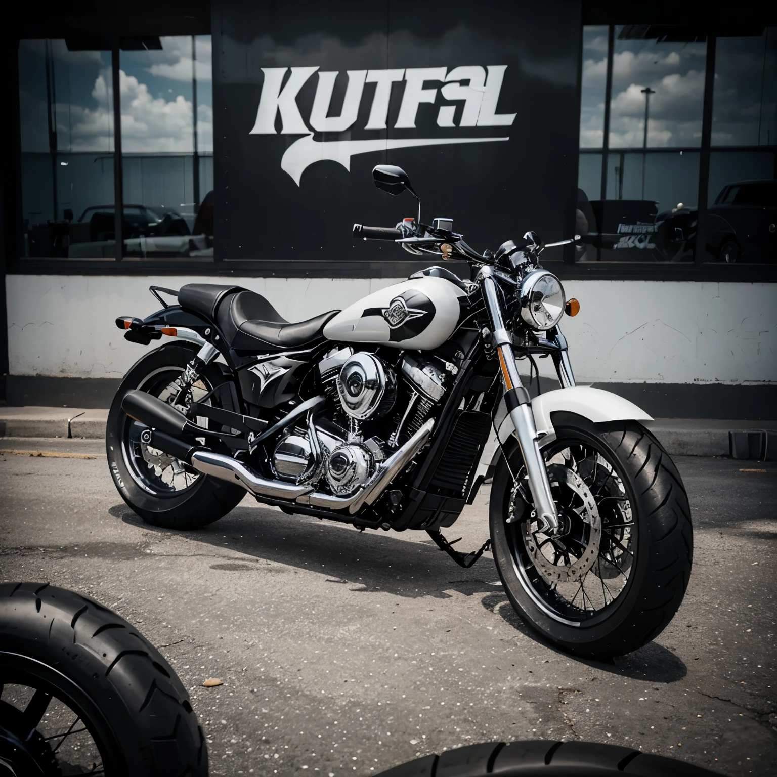 make logos for motorcycles detailing business named kustom kulture with black and white colors