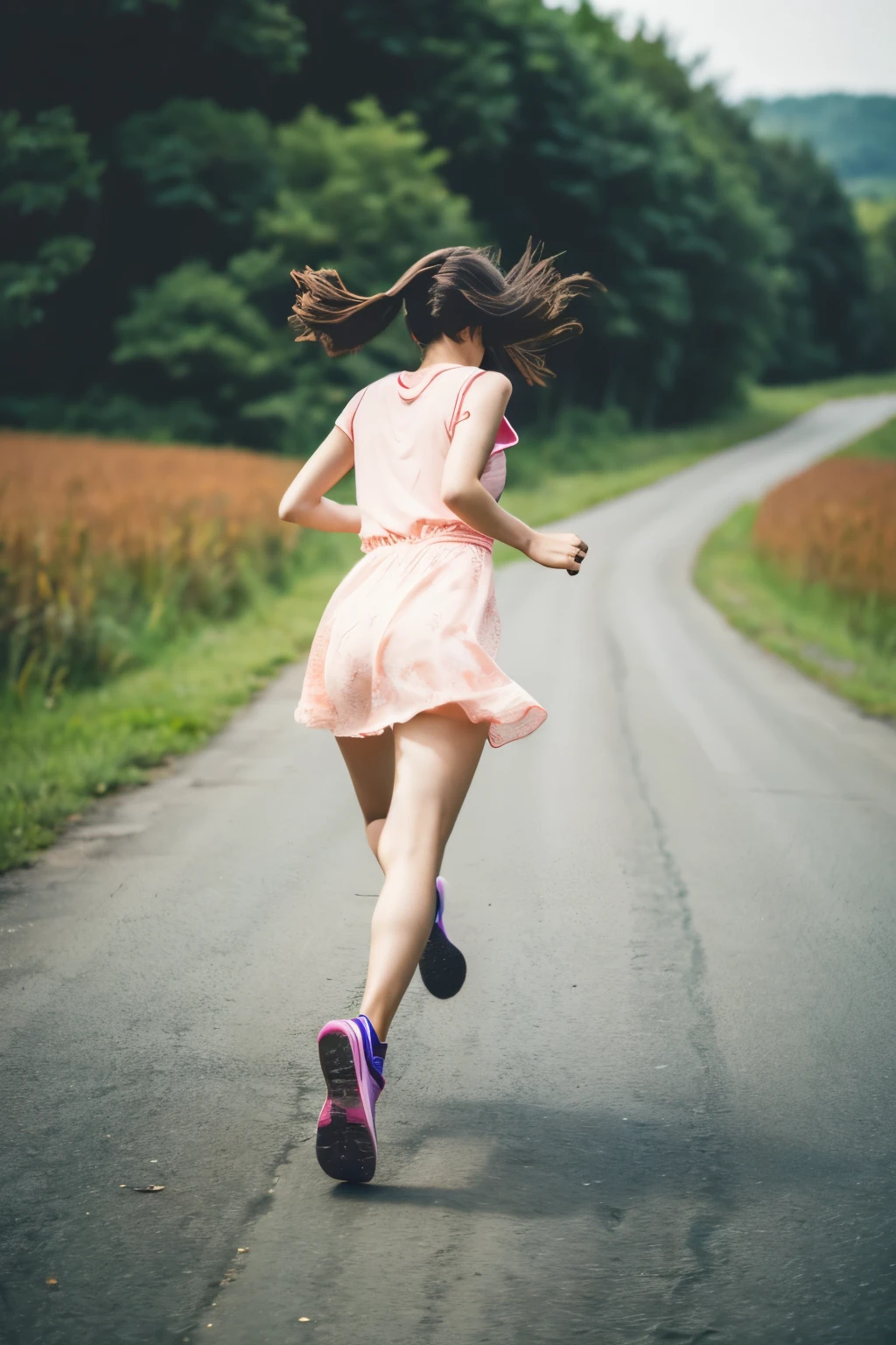 Woman running away
