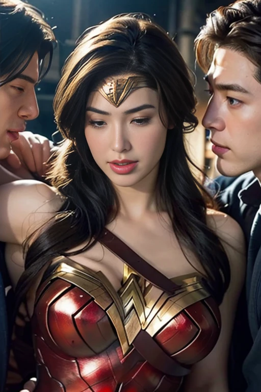 私はWonder Womanです、完璧なWonder Womanの衣装,Hug from the front,お姫様Hugged,Hugged,Being strangled,You can hold it,Leaning on the man,Hugged,Can be lifted,Men lick my face with their tongues,The guys lick my head with their tongues,Men lick my hair with their tongues,My body is licked by men,sleeping face,Close ~ eyes,Open your mouth,Tired face,Face of Suffering,sleeping face,Being slapped in the face,Getting punched in the face,Fighting with men,Fight with the men,Surrounded by men,,Caught between the men,Being held back by men,Entanglement with males, Attacked by men,Brown Hair, masterpiece、beautiful girl、fine 目、puffy eyes、highest quality, 超High resolution, (reality: 1.4), Cinema Lighting,so beautiful、Beautiful Skin、(超reality的な)、(High resolution)、(8k)、(Very detailed)、(beautiful and fine 目)、(Very detailed)、 Detailed face、Diagonal bangle hair、Brown Hair、20-year-old、Wonder Womanのコスプレ,Wonder Woman