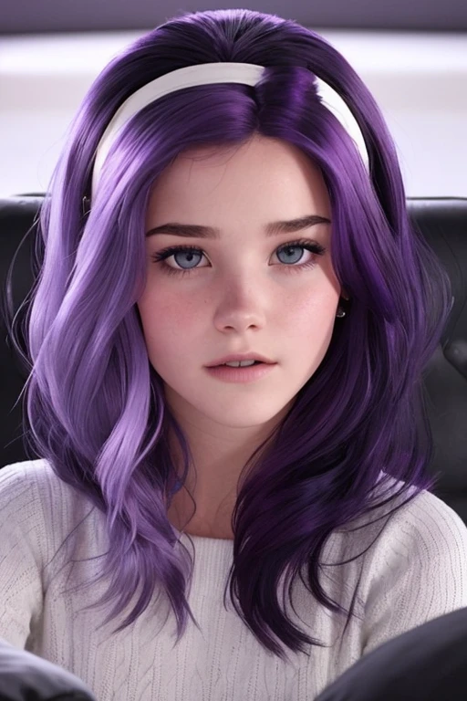 belle fille de 16 ans terrifier avec des cheveux violet & ????, gros sein ligoter sur un chaise