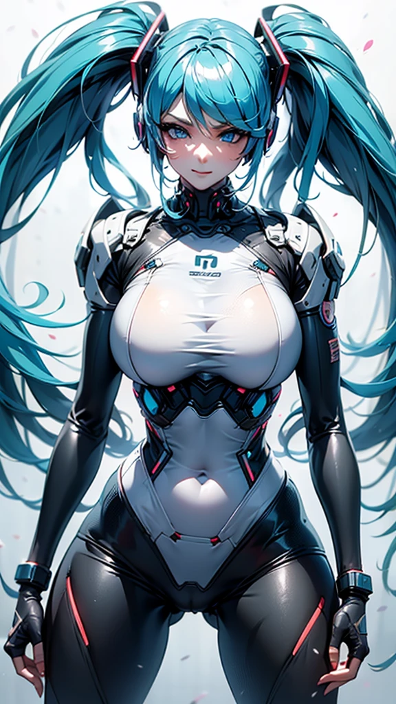 hatunemiku VOCALOID, twin tails, light blue eyes, light blue hair, huge breasts, Angel wing, angel