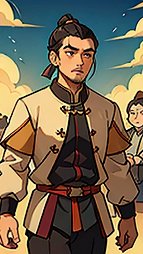 (A handsome man walks by)、Three Kingdoman in ancient Chinese armor、Ancient Chinese man with topknot