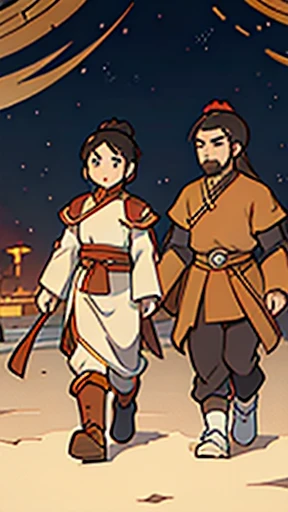 (walking)、Three Kingdoms in ancient Chinese armor、Ancient Chinese man with topknot