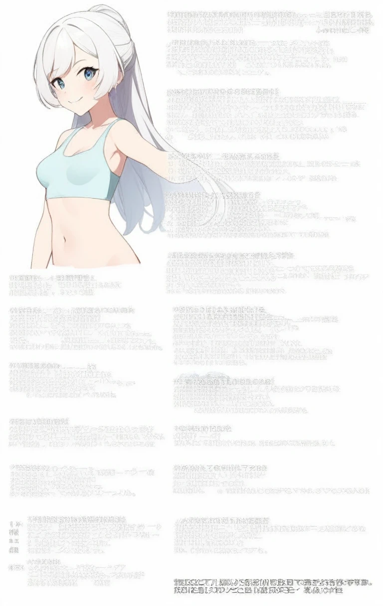 21 years old, White hair girl, armpit hair length (((Smile, flirtatious face, Excited face, Excited face))) Jeans and tight tops, ((Odango hairstyle)) (((Detailed character list, Front view, side view, Three-quarter view))) (((White background)))