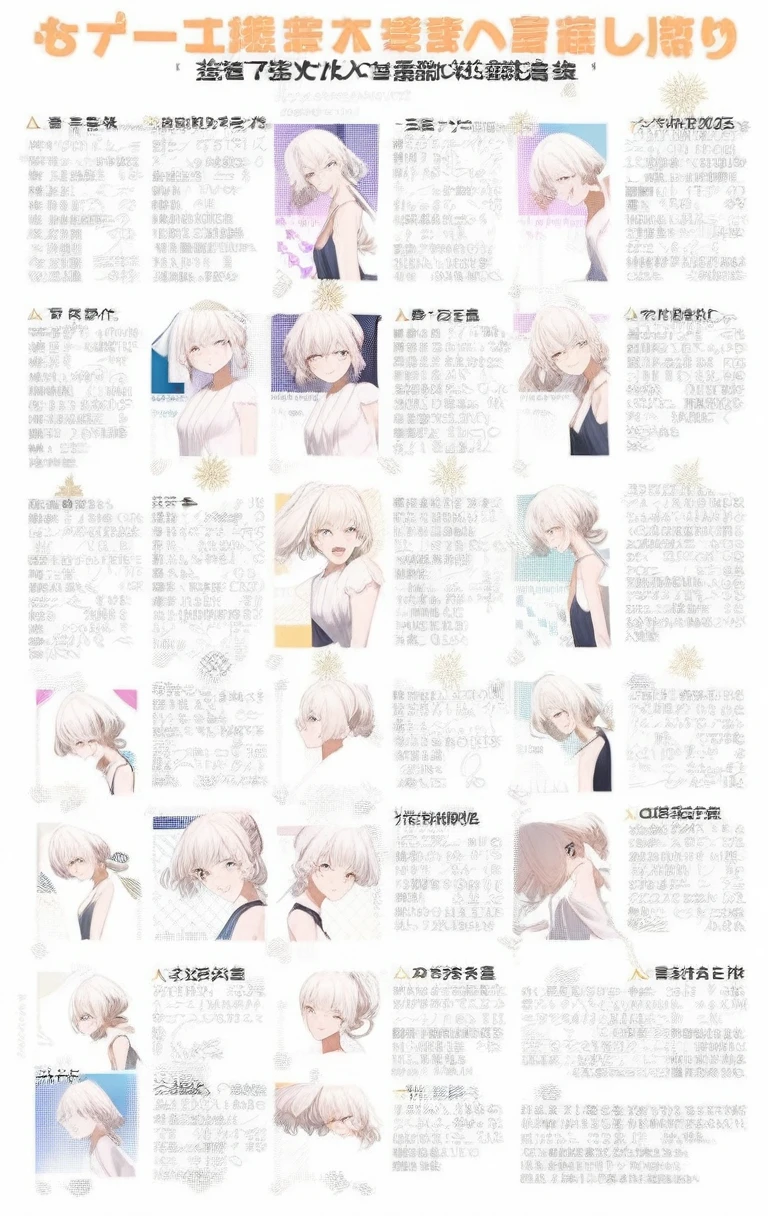 21 years old, White hair girl, armpit hair length (((Smile, flirtatious face, Excited face, Excited face))) Jeans and tight tops, ((Odango hairstyle)) (((Detailed character list, Front view, side view, Three-quarter view))) (((White background)))