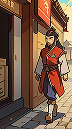 (walking)、Three Kingdoms in ancient Chinese armor、Ancient Chinese man with topknot