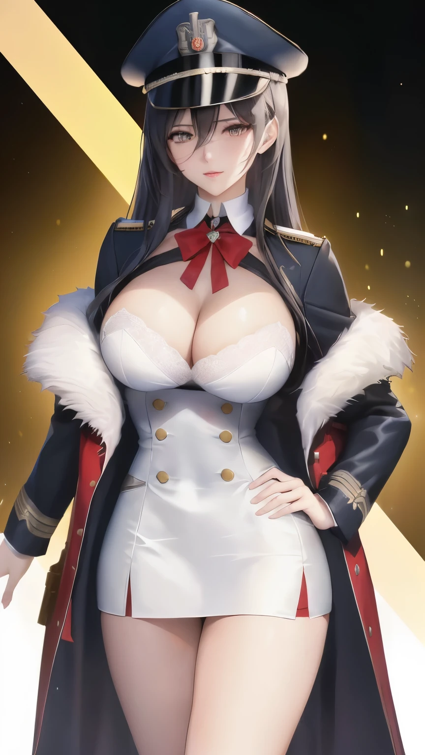 Anime character with a very large chest posing for a photo, Fine details. Girls Frontline, Azure Lane style, from Girls Frontline, From the Azur Lane video game, 《Azur route》Role in, Fluffy chest, Kushat Krenz Key Art Women, Girls Frontline cg, Girls Frontline style, Detailed digital anime art, Official artwork with high detail