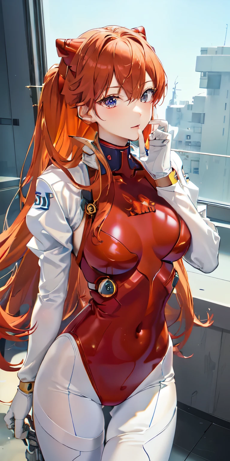 (俯瞰figure),Dynamic Angle,Super detailed, figure, close, Straight, One girl, 
 ((Soryu Asuka Langley, Interface Headset, Red bodysuit:1.4, blonde)),Her eyes shone like dream-like stars,(Glowing Eyes:1.233),(Beautiful and detailed:1.1),(Expressionless,Mouth closed),(Are standing), 
(In a white spaceship、Mechanic room with tools and spaceship window),
(night:1.2),dream-like, [[Delicate fingers and hands:0.55]::0.85],(Finger details),