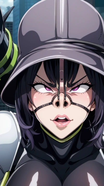 (High quality, Ultra detailed, best quality, insanely detailed, beautiful, masterpiece:1.5),(Facial realism:1.2),(((jap, 65-year-old)), old_Actress:1.5),(Mature woman with a wicked and obscene expression:1.5),A tentacle man holding four breasts behind his back tentacle girl, Slime, goddess, Royal Sister, Eating parasites, Slime, nausea, Blushing and embarrassed, Big Breasts, During pregnancy, Tall giants, Giant woman standing near a skyscraper in the city, Giant giant, Female Monster, eggplant, Transparent pink latex combat suit, Great pressure, Terrifying beauty,Erect nipples visible even through clothing,Face Focus:1.2,View from the front,View your audience,(Evil and Obscene Hat:1.5),((超超巨大Big Breasts)),((Super super super big cleavage)),Source Milk,(close up face:1.2),(Nose hook:1.2),超Swollen lips, Super thick lips, Kissing Face,, Glowing Skin,masterpiece, highest quality, naughty smile,(vapor:1.2), (Happy:1.4),(Ahegao:1.6),(Roll your eyes,1.6),(blowing foam through the mouth:1.2),(Attractive mature woman,Super strong super huge huge vulgar face:1.2),(Ahegao:1.8),(Roll your eyes:1.6),(Huge very angry face:1.6),(put on a mean look:1.8),(put on a mean look:1.8),masterpiece, highest quality,Super evil smile, blush, I breathe,Glowing Skin,highest quality, 8K, 32k, masterpiece, Detailed face, Lips Detail, Fine grain, double eyelid,Pink thick lips,Swollen lips,(Widening pig nostrils),(Super super super enlarged nostrils:1.5),Iris,View from above,(Cyborg Mecha Monster Suit:1.5),(face focus,close up face),(Exact nose count,Accurate nostrils,I can see the back of his nostrils),(Look up,Fisheye,Looking from above,Looking down on someone,Saucy),Big erect nipples visible even through clothes,