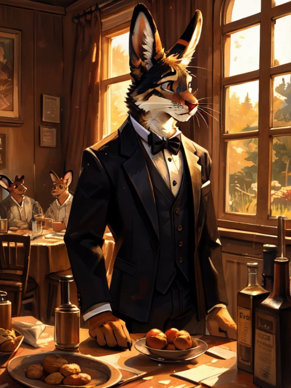 Hare, anthro, in tuxedo, by Kenket