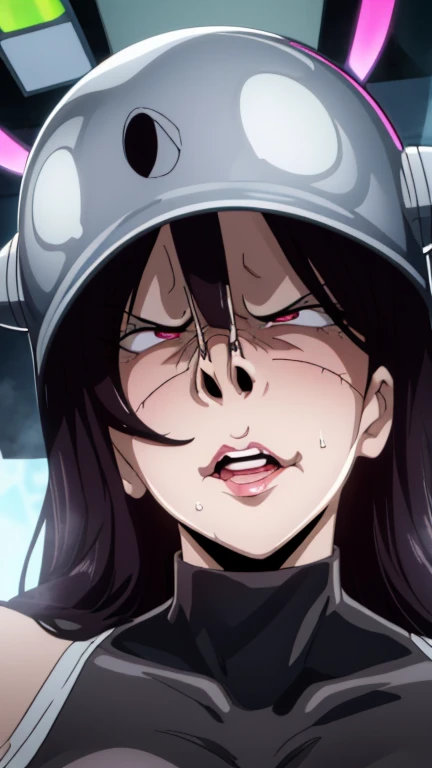 (High quality, Ultra detailed, best quality, insanely detailed, beautiful, masterpiece:1.5),(Facial realism:1.2),(((jap, 65-year-old)), old_Actress:1.5),(Mature woman with a wicked and obscene expression:1.5),A tentacle man holding four breasts behind his back tentacle girl, Slime, goddess, Royal Sister, Eating parasites, Slime, nausea, Blushing and embarrassed, Big Breasts, During pregnancy, Tall giants, Giant woman standing near a skyscraper in the city, Giant giant, Female Monster, eggplant, Transparent pink latex combat suit, Great pressure, Terrifying beauty,Erect nipples visible even through clothing,Face Focus:1.2,View from the front,View your audience,(Evil Obscene Helmet:1.5),((超超巨大Big Breasts)),((Super super super big cleavage)),Source Milk,(close up face:1.2),(Nose hook:1.2),超Swollen lips, Super thick lips, Kissing Face,, Glowing Skin,masterpiece, highest quality, naughty smile,(vapor:1.2), (Happy:1.4),(Ahegao:1.6),(Roll your eyes,1.6),(blowing foam through the mouth:1.2),(Attractive mature woman,Super strong super huge huge vulgar face:1.2),(Ahegao:1.8),(Roll your eyes:1.6),(Huge very angry face:1.6),(put on a mean look:1.8),(put on a mean look:1.8),masterpiece, highest quality,Super evil smile, blush, I breathe,Glowing Skin,highest quality, 8K, 32k, masterpiece, Detailed face, Lips Detail, Fine grain, double eyelid,Pink thick lips,Swollen lips,(Widening pig nostrils),(Super super super enlarged nostrils:1.5),Iris,View from above,(Cyborg Mecha Monster Suit:1.5),(face focus,close up face),(Accurate number of big noses,Accurate large nostrils,I can see the back of his nostrils:1.5),(Look up,Fisheye,Looking from above,Looking down on someone,Saucy),Big erect nipples visible even through clothes,