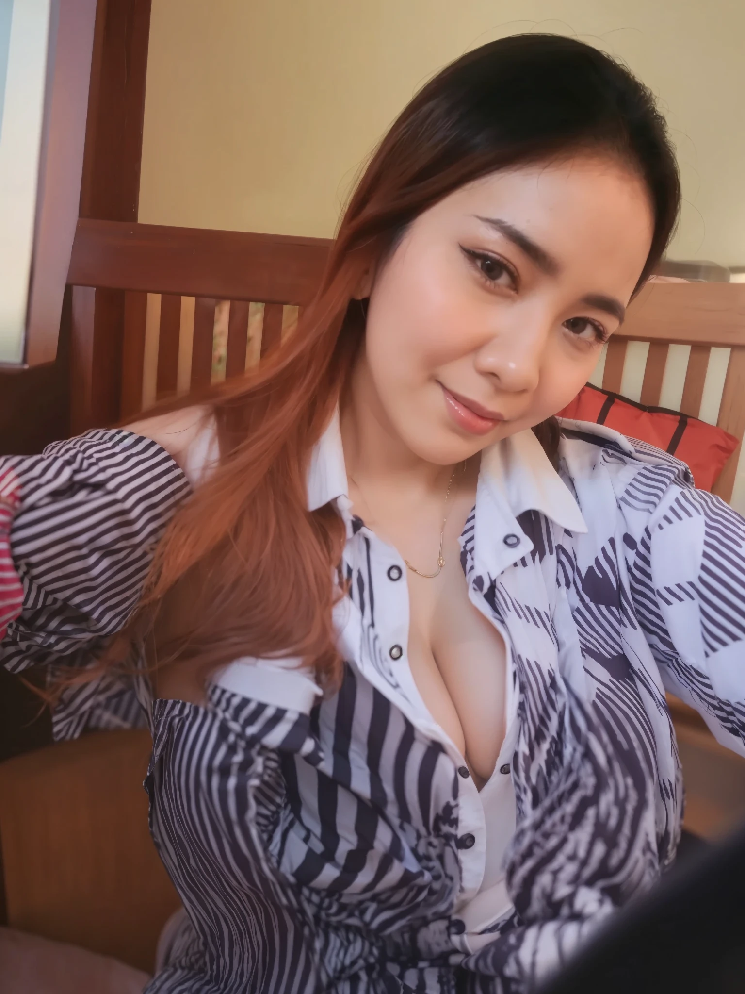 50 years Old, Hijab Indonesian mature woman, Big Tits : 66.9, Gamis, Breast out from her clothes : 1.9, at doctor office, Dark light, at Nighttime