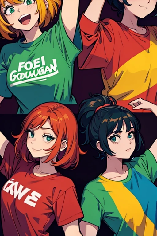 More fun shirts, Vibrant colors, red, yellow, green