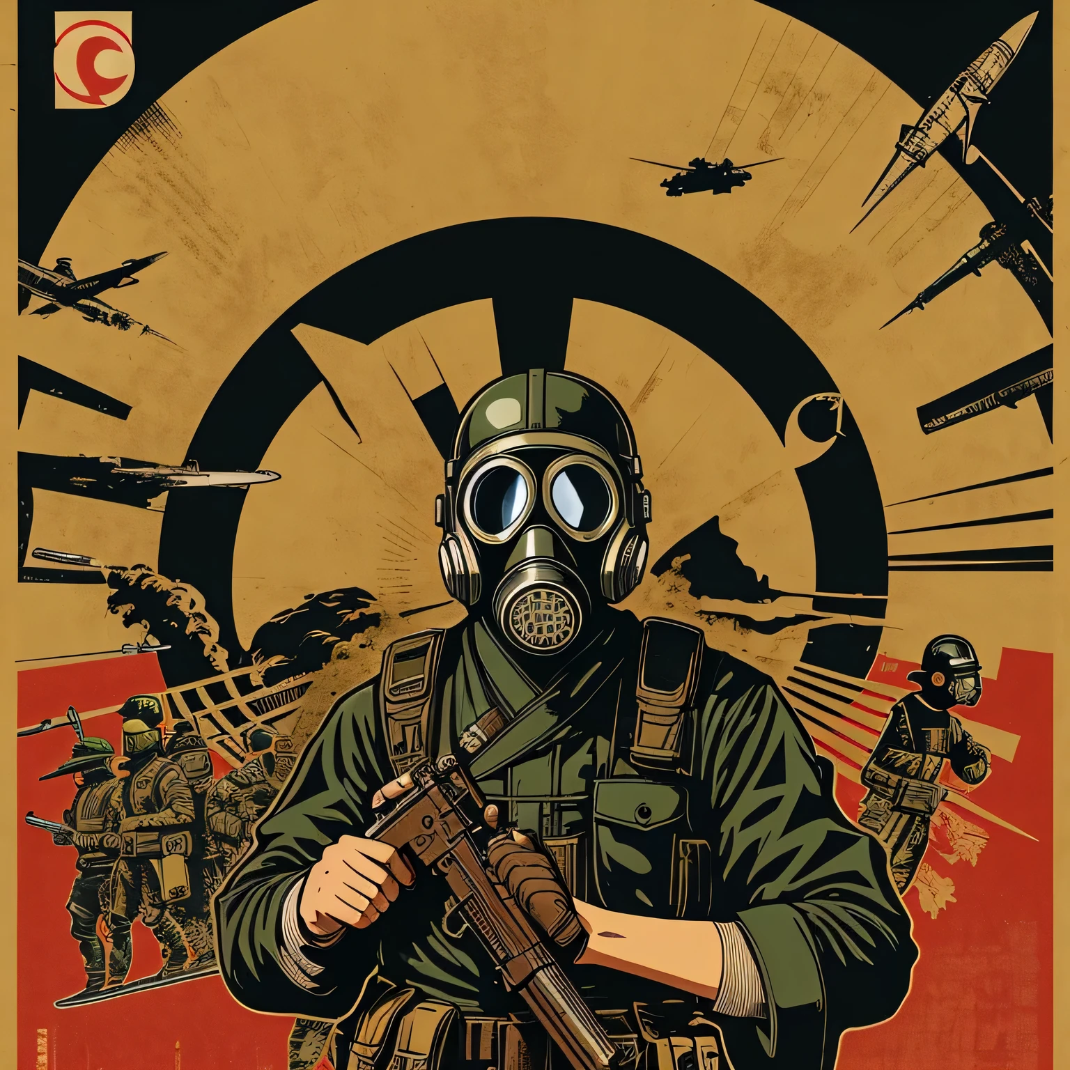 pocket、gas mask、knife、Greater East Asia Co-Prosperity Sphere、fascism、Empire of Japan、Poster、Showa