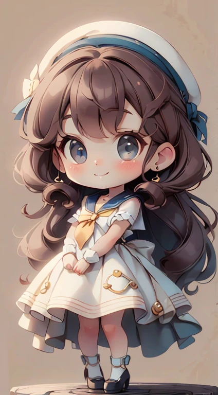 Chibi Girl、highest quality、Ultra delicate、Cute girl、Clean big eyes、Wink、Cute Dresses、Luxury Dresses、Sailor collar、hat