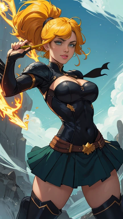 Buttercup from Powerpuff Girls as a mature and violent themed action anime, danos e desgaste sangrentos da batalha, revelando roupas danificadas e rasgadas, curved, green and black outfita close-up of a woman holding a fire torch in her hand, female mago, epic mago girl character, portrait of a female mago, Astri Lohne, female mago!, sorceress, Jaina Orgulhosa, fire mago, portrait of a mago, mago, arte inicial do personagem, donzela de Cristal, iconic arte inicial do personagem, retrato de uma feiticeiraButtercup from Powerpuff Girls as a mature and violent themed action anime, danos e desgaste sangrentos da batalha, revelando roupas danificadas e rasgadas, curved, roupa verde e preta