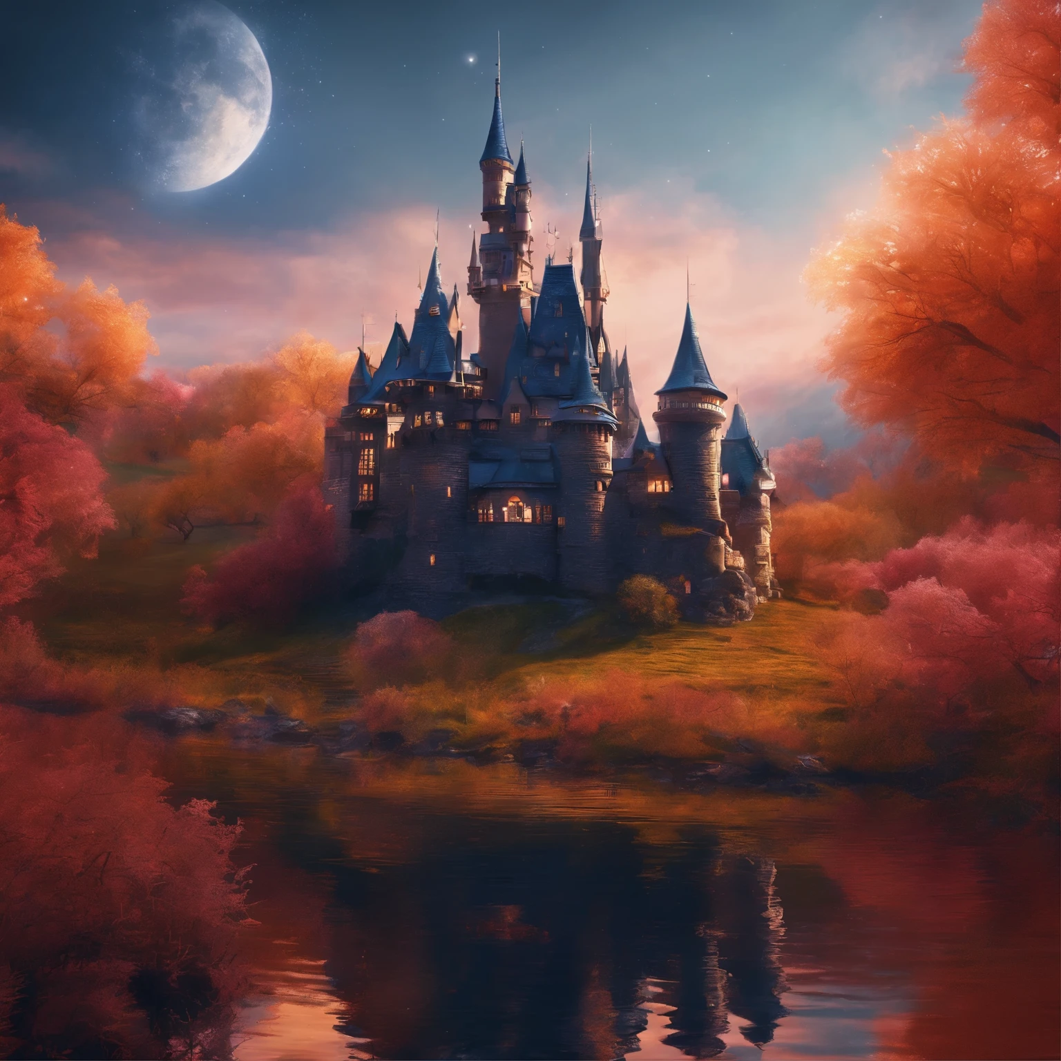 Dream Castle,Super Fine,Hyperrealism,Ultra-realistic,Depth of Field,OC Renderer,Movie Lighting,very good,Ultra Detailed,complicated,Low angle view,CG art