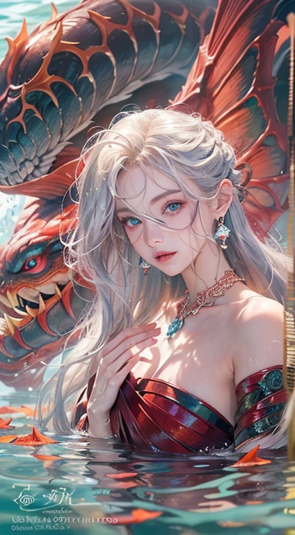 low-teengirl, 10yo, princess of dragon, (Highest quality authentic textured skin),(abyssal),(Fine, Round, Symmetrical eyes),Delicate facial features,(Burning bright and cold eyes), she have beautiul tiger eyes, very slim and thin body, naked, nude, (She has a mischievous smile on her face),(Her face is gentle and beautiful),Glass earrings on the ears,,(Blonde hair),(silvery white hair),(Maroon hair),(Swim at the bottom of the sea),(Full body portrait:1.5),(Dramatic photo:1.4),(dramatic pose),(flamboyant photo)(facing up),(Looking down),(Around her neck hangs a simple necklace of exquisite craftsmanship),A messy painting,(Hair flows in water:1.5),(Underwater, Marine life, Beautiful coral reef, Fish),(Vortices and tidal currents in the background),(Dramaticlight),(Magnificent scene),(Surrounded by beautiful dragon),In the distant background is a temple submerged in a coral reef,the reef,Epic realism,Cinematic feeling,(high-density imaging review:1.5),(Soft color:1.2),Ultra detailed,Dramaticlight,(intricately details:1.1),the complex background,