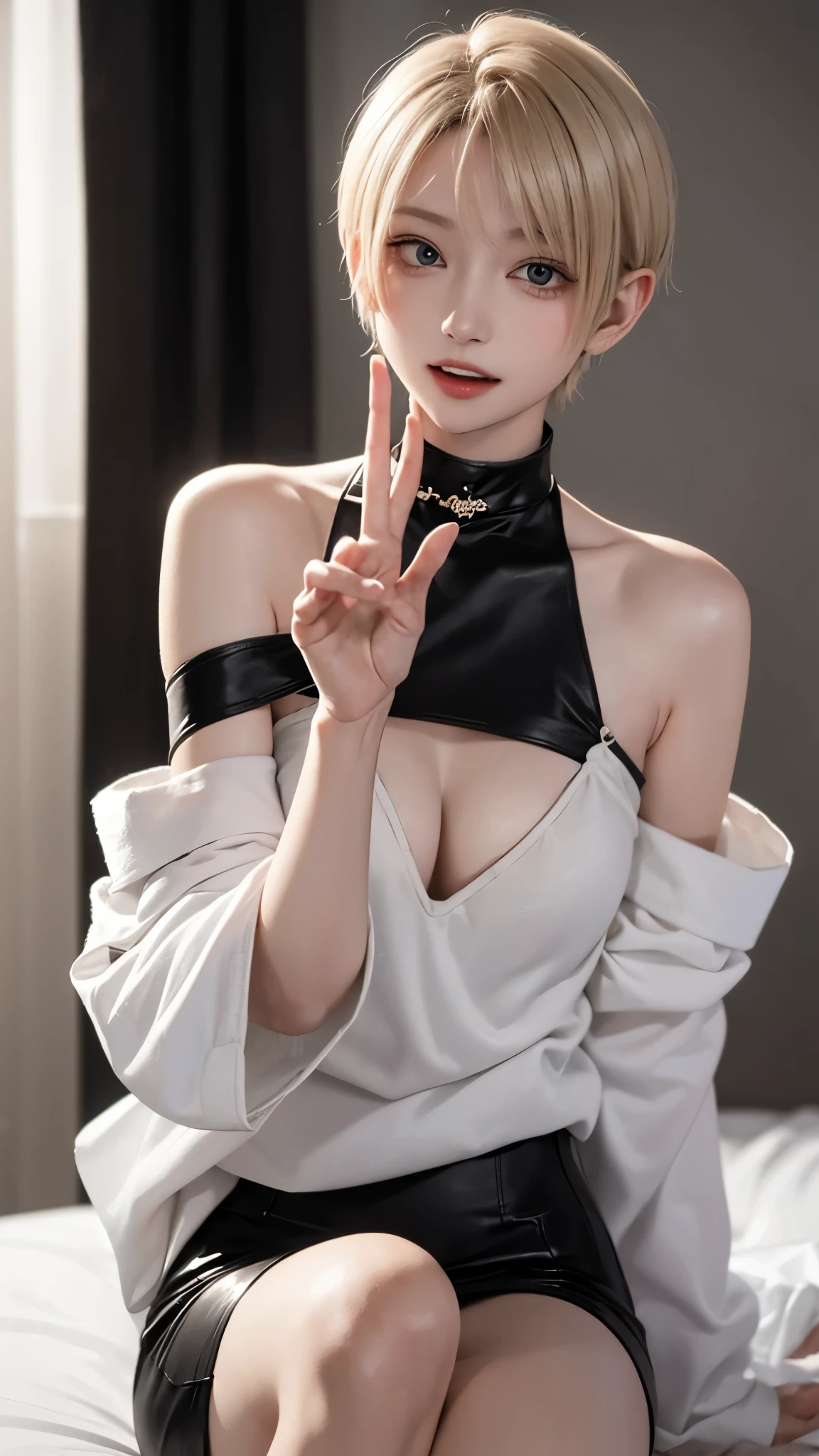 cute, (Ash Blonde Hair), ((Hair Bun)), Perfect Face, An innocent smile, Upper Body,(blue eyes), (Yan), (small), (thin), ((small胸)), ((Only )), Skin dentition, Very detailed, Attractive oval face, Red lips, pink, Glowing Skin, Thin Hair, Face Focus, Chest close-up, Gorgeous hair ornament, Gold earrings, ((1 person)), Embarrassed expression,