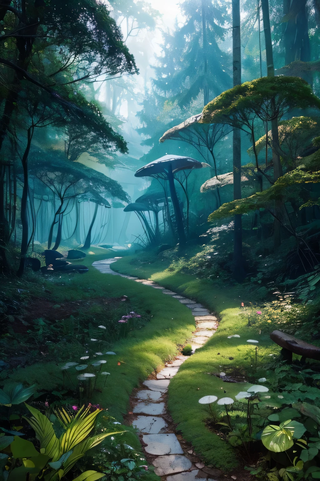 night,There are many kinds of mushrooms growing on the ground, Colorful forest,Dark Fantasy,Advanced color matching,Very romantic,Very mysterious,Very charming,Magic Background,,Digital Art by Arthur Pan, shutter, Fantasy Art, magic Fairytale Forest, enchanted Magical Fantasy Jungle, Magical Fantasy Jungle, Magical fairy tale background, Fairytale Forest, enchanted forest background, Magical Wonderland, Magical scenery, Fairytale Forest, Very magical and dreamy, Enchanted Forest, Magic fantasy very detailed,32k