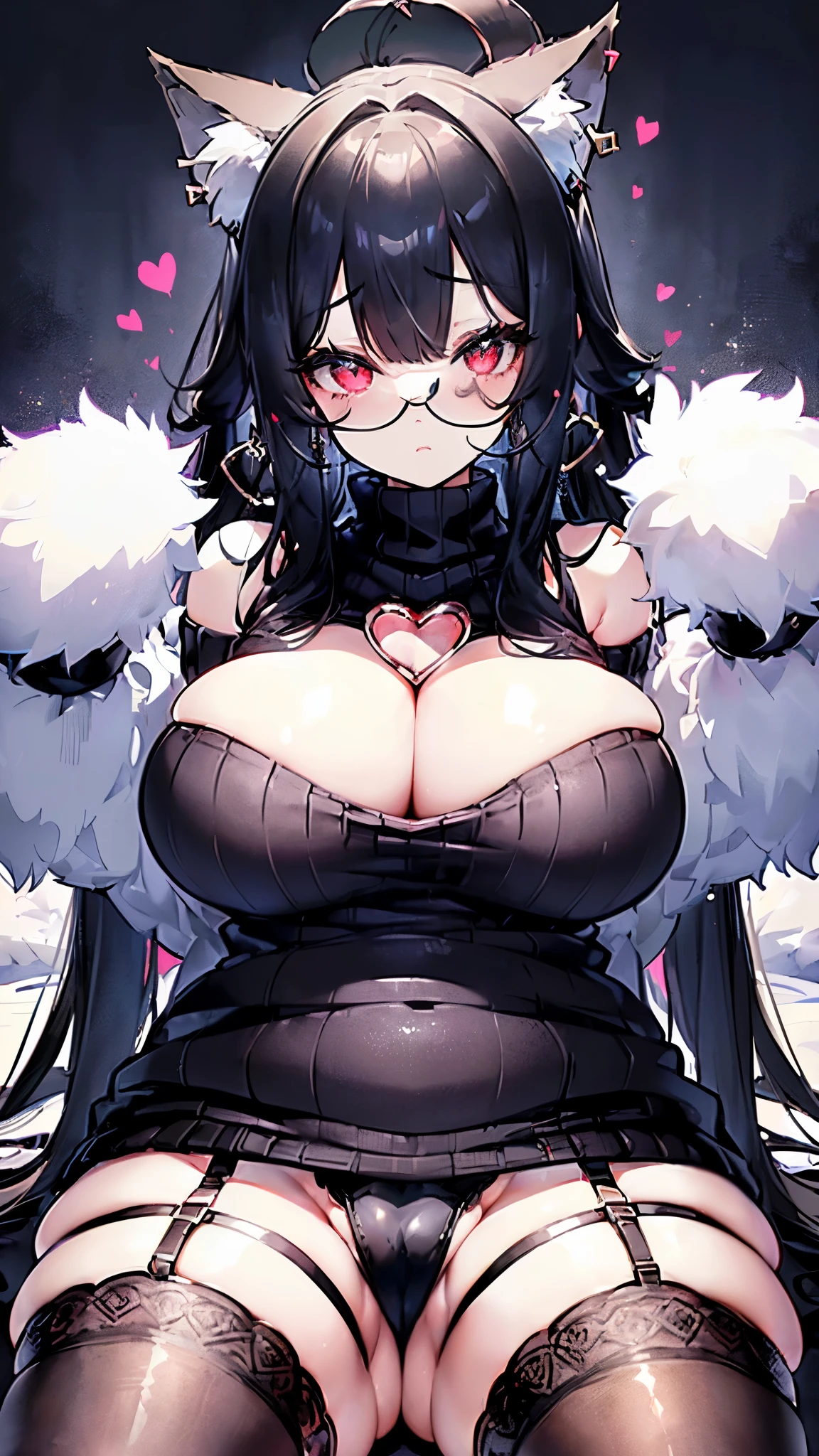 ((Fluffy Garter Belt!)),((Fluffy sweater outfit!)),((Attractive plump body)),master piece、best quality, high resolution、(( ultra-detailed)),beautiful detailed face,deep detailed eyes,((arms up behind)),((lie down)),((sleep)),((sparkling eyes)),((heart earrings)),((shy)),((Spread your legs wide!)),((Spread your legs!)),((Showing off your crotch!)),((Fluffy Garter Belt!)),((Fluffy sweater outfit!)),(Red Eyes),((Attractive plump body)),(Fluffy cat ears)),((Big cat ears)),((Fluffy black garter belt!)),((Fluffy black sweater outfit)),((Open the chest)),((Fluffy black clothes)),((Large Breasts!)),((Big Tits!)),((Big Breasts!)),((Black Hair)),((Fluffy clothes)),((tits)),((Fox's Tail)),((Fluffy tail)),((Fluffy cat ears)),(Black Hairロング),((Messy Hair)),((Fluffy tail)),((Big cat ears!)),(first round),((大きいtits)),((Huge breasts!)),((大きい大きいtits!))