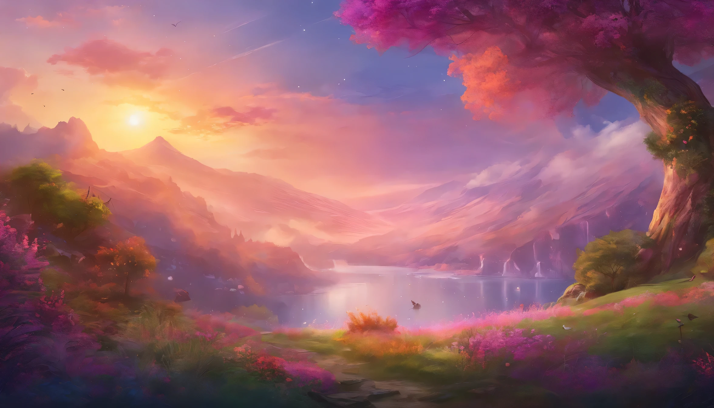 (highest quality,4K,8k,High resolution,masterpiece:1.2),Very detailed,(Realistic,photoRealistic,photo-Realistic:1.37),Vibrant colors,Bokeh,sunset,cloud,Calm,wonderful,sky,Constantly changing,Twilight,four seasons,orange,pink,purple,calm down