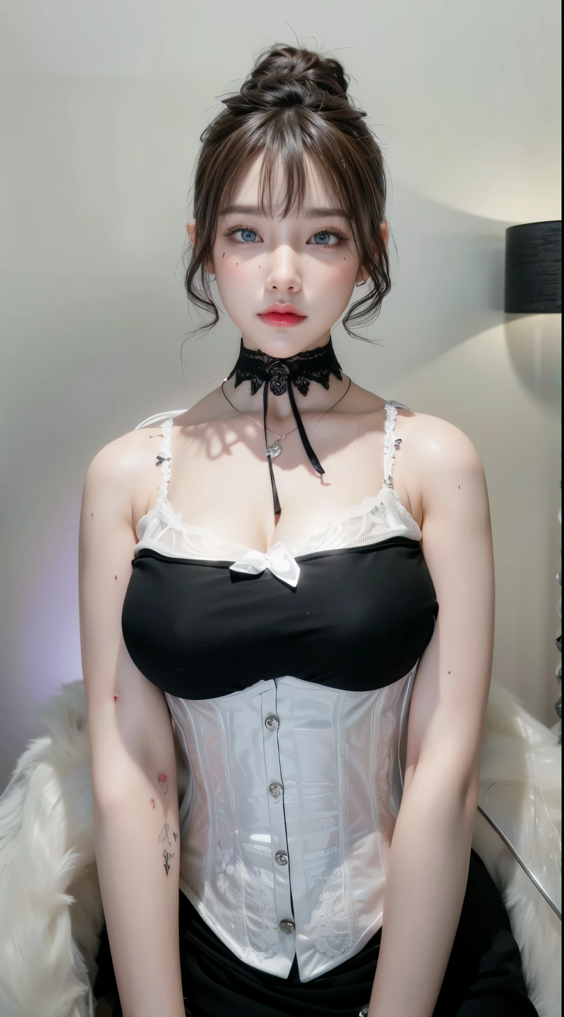 Game Art,Best image quality,Maximum resolution,8k,(A half-length photo),(portrait),(Head close-up),(Rule of Thirds),Unreal Engine 5 rendering works,20 year old girl,((Queen)),The eyes are very detailed,(Large Breasts),Elegant and noble,Movie Lighting,Ray Tracing,Game CG,((3D Unreal Engine)),OC rendering reflection mode,4K,Ultra-clear,Sensual,Translucent lace,Fair and plump figure,Pretty Face,Glossy Gel Coat,身着华贵礼服的Queen,Crystal Gem Crown,Necklace jewelry,blue eyes,Black tattoo(whole body),The tattoo is very three-dimensional,Gorgeous and intricate tattoo designs,Ultra-clear portrait,Sexy thick lips(Red lipstick),Tattoos,The facial details are very delicate,breasts symmetrical,Wear black pantyhose,