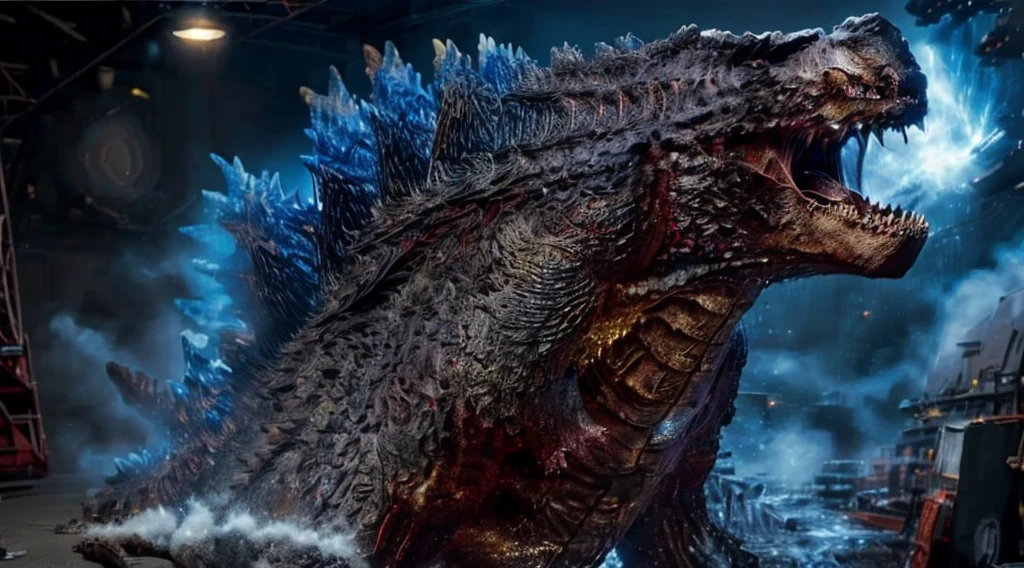 ((highest quality)),((masterpiece)),((High resolution)),((detailed)),godzilla destroys tokyo(1.7), (The dorsal fin glows blue(1.7)), ((Glowing blue smoke coming from a wide open mouth(1.9))),Today is a sunny day, No humans, ((Godzilla-1.0(1.5))), Japanese monster(1.9), kaijū(1.9), (Godzilla has eyes(1.6)), ((Japanese Monsters(1.9))), ((very long tail(1.7))), Open your mouth,Lift your head,Roaring, Growl, From the side, 32k, highest quality, masterpiece, Super Detail, Attention to detail