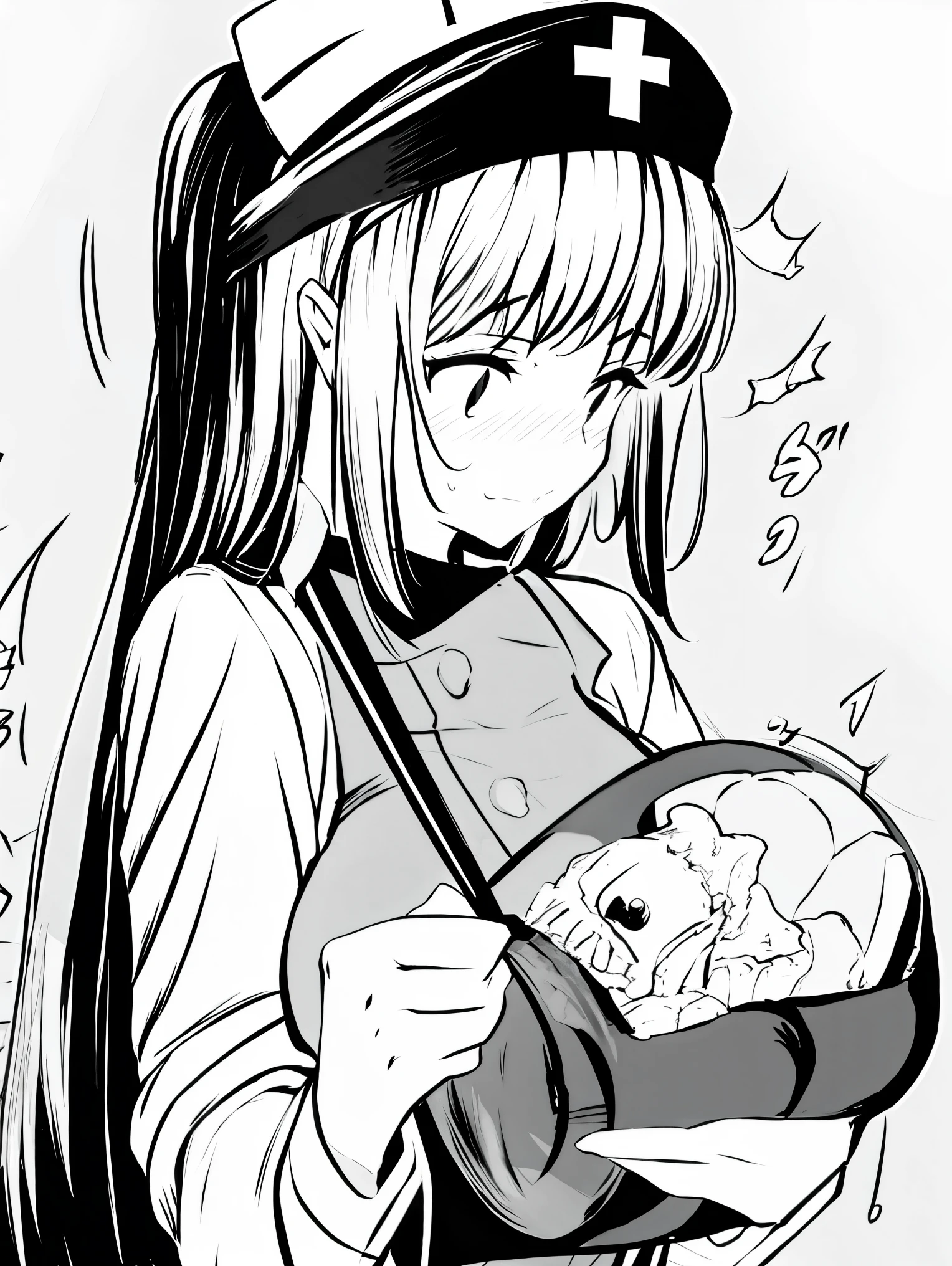 Anime girl with a hat holding a bowl of food - SeaArt AI